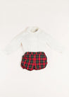 Belgravia Tartan Long Sleeve Two Piece Set in Red (6mths-3yrs) Two Piece Set  from Pepa London