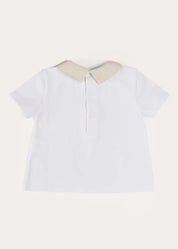 Waterford Striped Polo Collar Short Sleeve Top in Beige (12mths-4yrs) TOPS & BODYSUITS from Pepa London