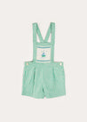 Cheyne Striped Boat Embroidery Dungarees in Green (18mths-4yrs) DUNGAREES from Pepa London