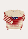 Whale Intarsia Striped Jumper in Red (6mths-6yrs) KNITWEAR from Pepa London