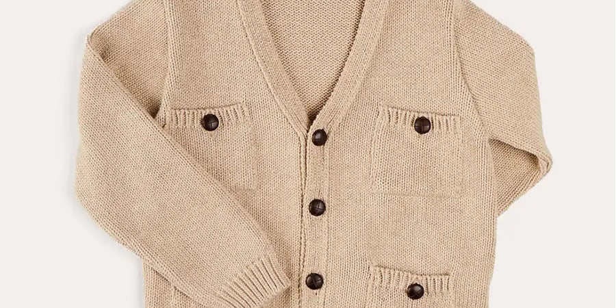 Safari Button Detail Cardigan in Camel (4-10yrs) KNITWEAR from Pepa London