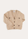 Safari Button Detail Cardigan in Camel (4-10yrs) KNITWEAR from Pepa London