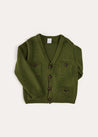 Safari Button Detail Cardigan in Green (4-10yrs) KNITWEAR from Pepa London