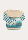 Balloon Intarsia Striped Jumper in Beige (12mths-6yrs) KNITWEAR from Pepa London