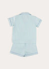 Rochester Striped Short Sleeve Pyjamas in Green (18mths-10yrs) NIGHTWEAR from Pepa London