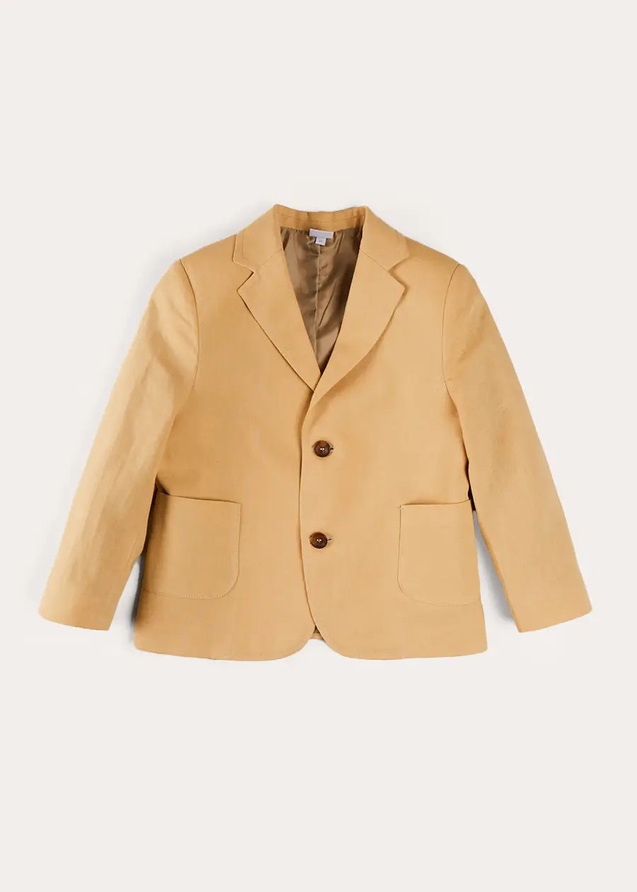 Plain Light Linen Blazer in Beige (4-10yrs) COATS from Pepa London