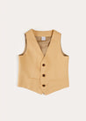 Plain Light Linen Vest in Beige (4-10yrs) TOPS & BODYSUITS from Pepa London