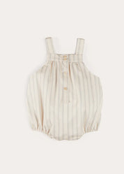 Brompton Stripe Romper in Beige (3mths-2yrs) ROMPERS from Pepa London