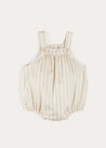 Brompton Stripe Romper in Beige (3mths-2yrs) ROMPERS from Pepa London