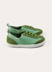 Canvas Lace Up Plimsols in Green (23-35EU) SHOES from Pepa London