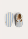 Regency Striped T-Bar Pram Shoes in Blue (17-20EU) SHOES from Pepa London