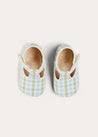 Maxwell Gingham T-Bar Pram Shoes in Green (17-20EU) SHOES from Pepa London