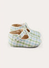 Maxwell Gingham T-Bar Pram Shoes in Green (17-20EU) SHOES from Pepa London