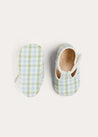 Maxwell Gingham T-Bar Pram Shoes in Green (17-20EU) SHOES from Pepa London