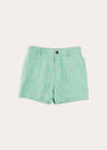 Cheyne Striped Pocket Detail Shorts in Green (4-10yrs) Shorts from Pepa London