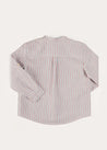 Beaufort Striped Mao Collar Long Sleeve Shirt in Blue (18mths-10yrs) SHIRTS from Pepa London