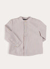 Beaufort Striped Mao Collar Long Sleeve Shirt in Blue (18mths-10yrs) SHIRTS from Pepa London