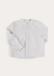 Stafford Striped Mao Collar Long Sleeve Shirt in Yellow (12mths-10yrs) SHIRTS from Pepa London