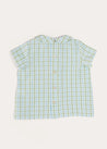 Maxwell Gingham Peter Pan Collar Short Sleeve Shirt in Green (18mths-5yrs) Shirts from Pepa London