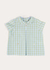 Maxwell Gingham Peter Pan Collar Short Sleeve Shirt in Green (18mths-5yrs) Shirts from Pepa London