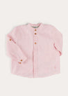 Hertford Striped Mao Collar Long Sleeve Shirt in Coral (12mths-10yrs) SHIRTS from Pepa London