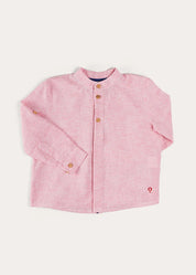 Lawrence Striped Mao Collar Long Sleeve Shirt in Red (18mths-10yrs) SHIRTS from Pepa London