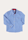 Carlisle Gingham Polo Collar Long Sleeve Shirt in Blue (4-10yrs) SHIRTS from Pepa London