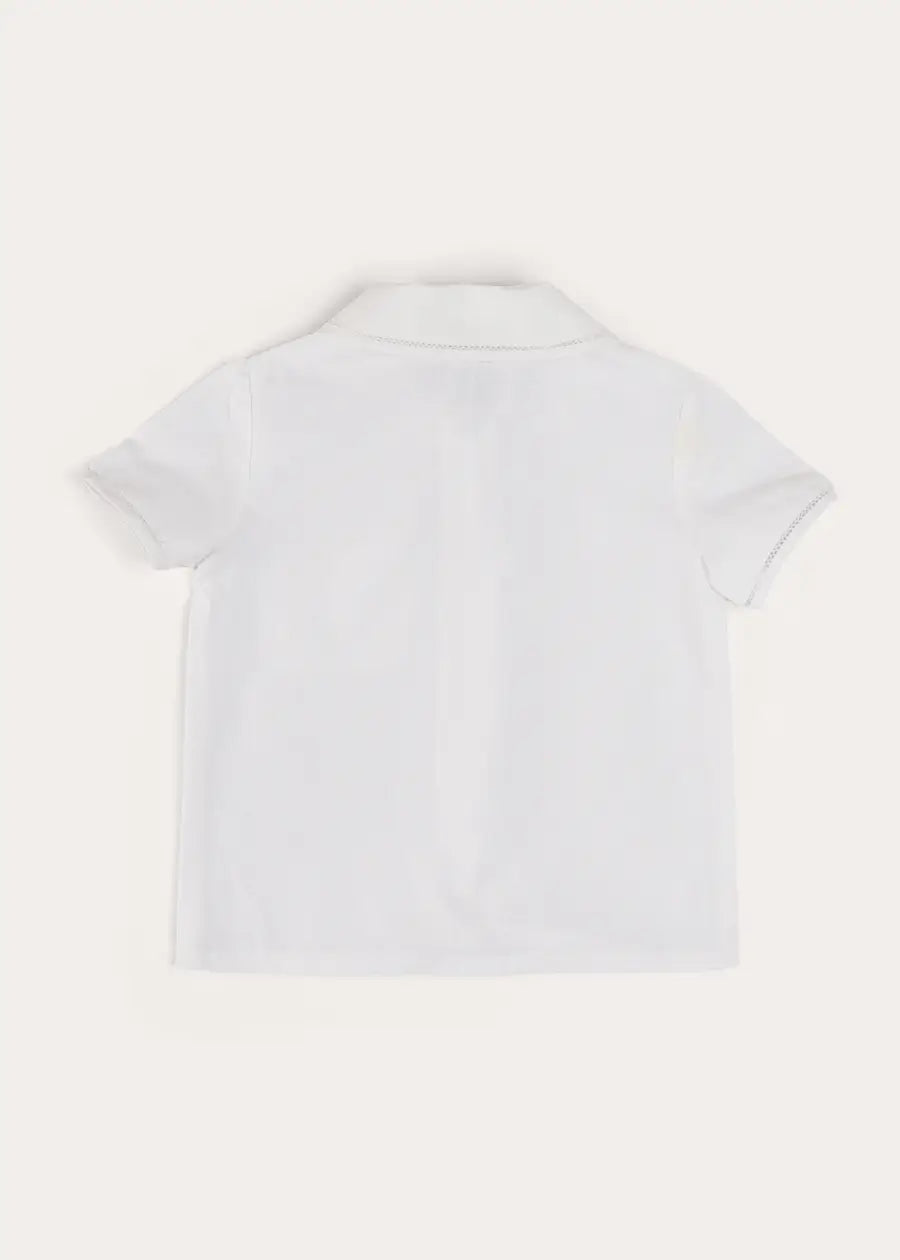 Peter Pan Collar Trim Detail Short Sleeve Shirt in White (12mths-5yrs) SHIRTS from Pepa London