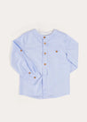 Plain Mao Collar Long Sleeve Shirt in Blue (4-10yrs) SHIRTS from Pepa London