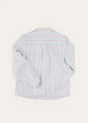 Chesham Striped Mao Collar Long Sleeve Shirt in Red (3-10yrs) SHIRTS from Pepa London