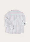 Chesham Striped Mao Collar Long Sleeve Shirt in Red (3-10yrs) SHIRTS from Pepa London