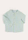 Maxwell Gingham Mao Collar Long Sleeve Shirt in Green (3-10yrs) SHIRTS from Pepa London