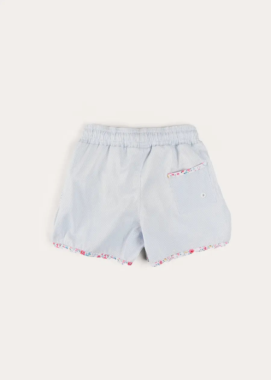 Striped Contrast Trim Swim Shorts in Blue (2-10yrs) SWIMWEAR from Pepa London