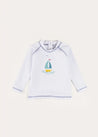 Boat Motif Long Sleeve Rashguard in Blue (2-6yrs) SWIMWEAR from Pepa London