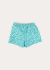 Adelaide Floral Tie Detail Swim Shorts in Green (2-10yrs) SWIMWEAR from Pepa London