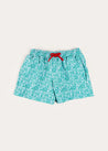 Adelaide Floral Tie Detail Swim Shorts in Green (2-10yrs) from Pepa London