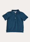 Plain Short Sleeve Polo Shirt in Navy (2-10yrs) from Pepa London