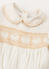 Hand Smocked Peter Pan Collar Short Sleeve Two Piece Set in Beige (18mths-6yrs) TWO PIECE SETS from Pepa London