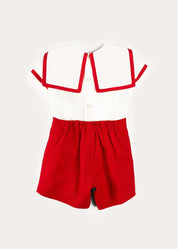 Mariner Collar Short Sleeve Two Piece Set in Red (12mths-6yrs) TWO PIECE SETS from Pepa London
