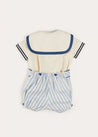 Regency Stripe Mariner Collar Two Piece Set With Bloomers in Blue (6mths-3yrs) TWO PIECE SETS from Pepa London