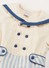 Regency Stripe Mariner Collar Two Piece Set With Bloomers in Blue (6mths-3yrs) TWO PIECE SETS from Pepa London