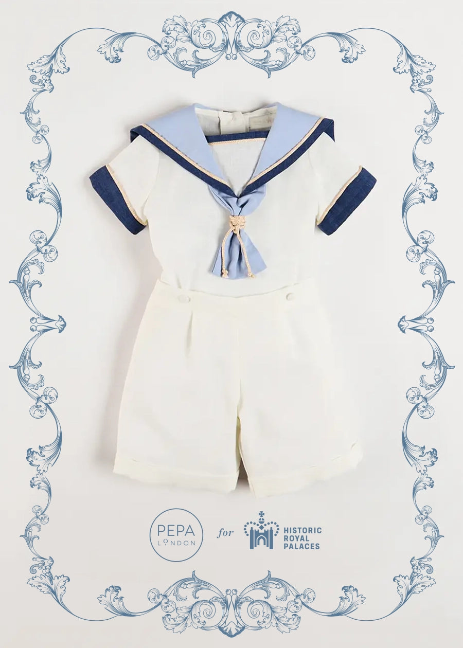The Royal Mariner Two Piece Set in White (12mths-5yrs) TWO PIECE SETS from Pepa London