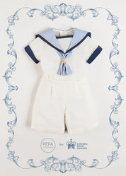 The Royal Mariner Two Piece Set in White (12mths-5yrs) TWO PIECE SETS from Pepa London