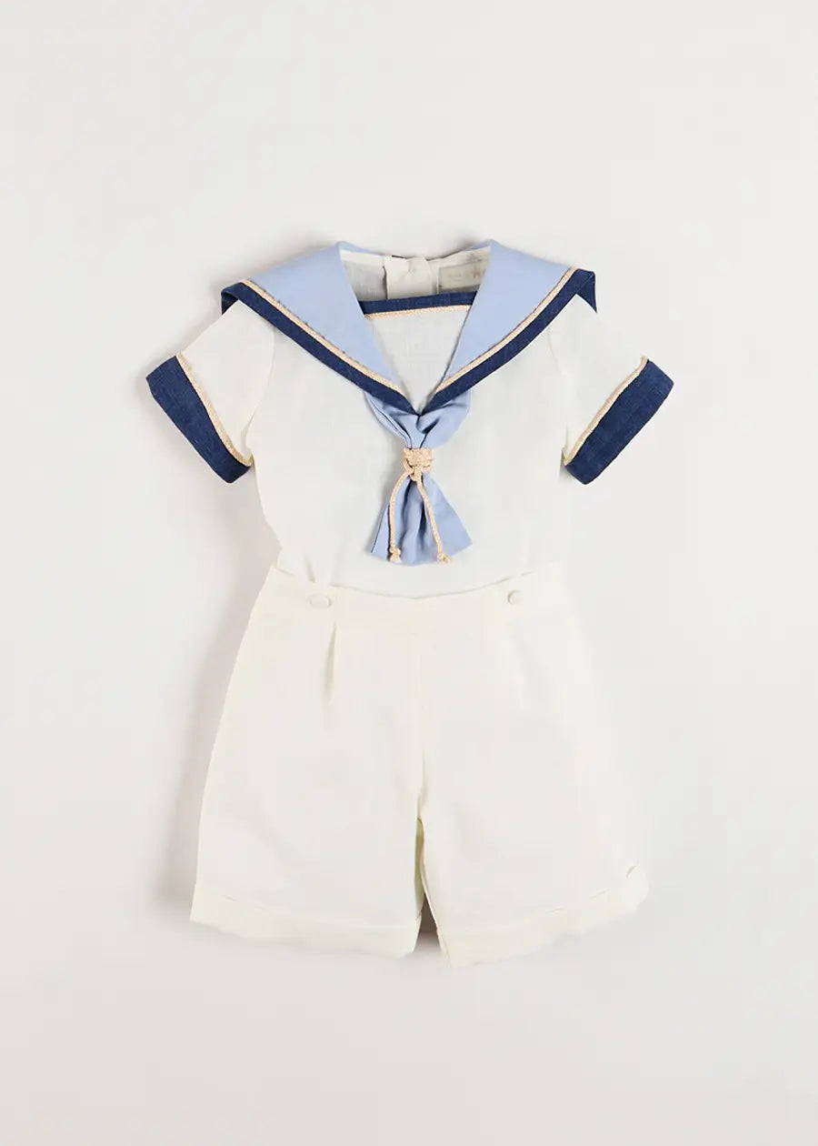The Royal Mariner Two Piece Set in White (12mths-5yrs) TWO PIECE SETS from Pepa London