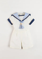 The Royal Mariner Two Piece Set in White (12mths-5yrs) TWO PIECE SETS from Pepa London