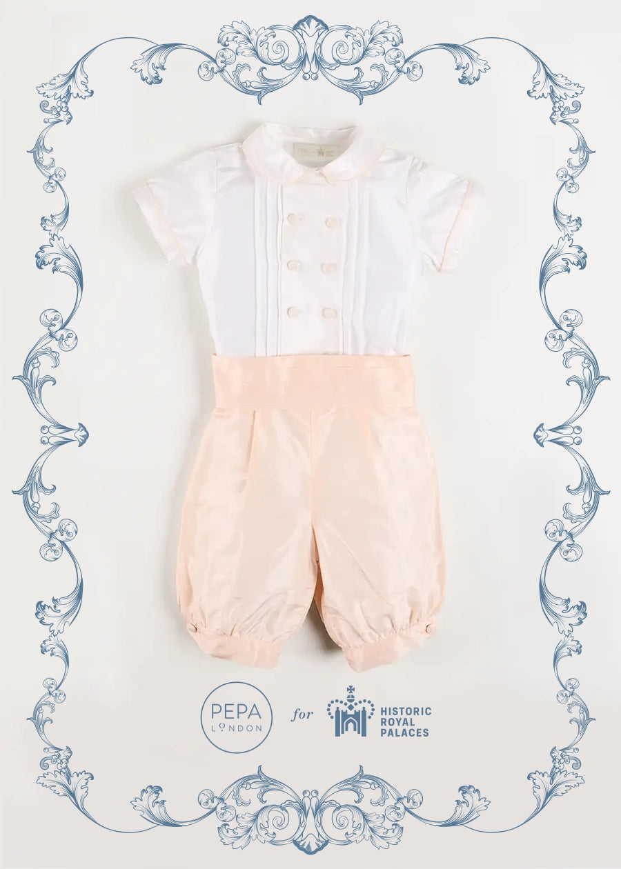 The Royal Silk Knickerbocker Three-Piece Set in Rose (2-6yrs) TWO PIECE SETS from Pepa London