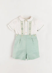 The Regency Floral Hand Smocked Two Piece Set in Green (12mths-5yrs) TWO PIECE SETS from Pepa London