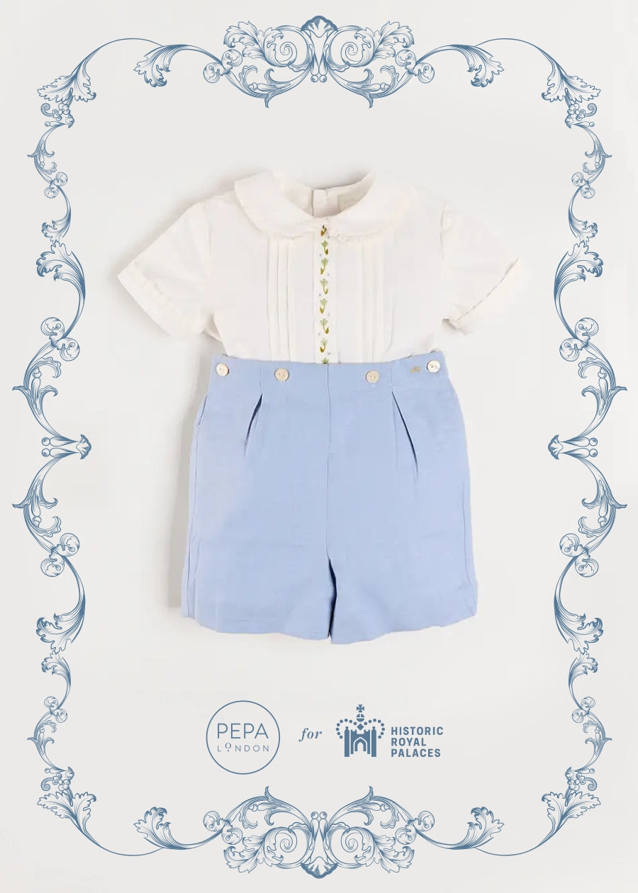 The Royal Embroidered Two Piece Set in Blue (12mths-5yrs) TWO PIECE SETS from Pepa London
