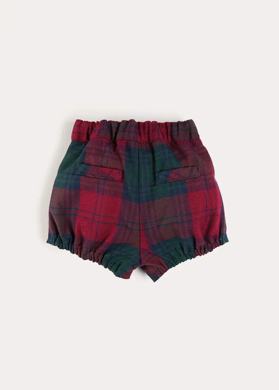 Grovesnor Tartan Button Detail Bloomers in Red (3mths-4yrs) Bloomers from Pepa London
