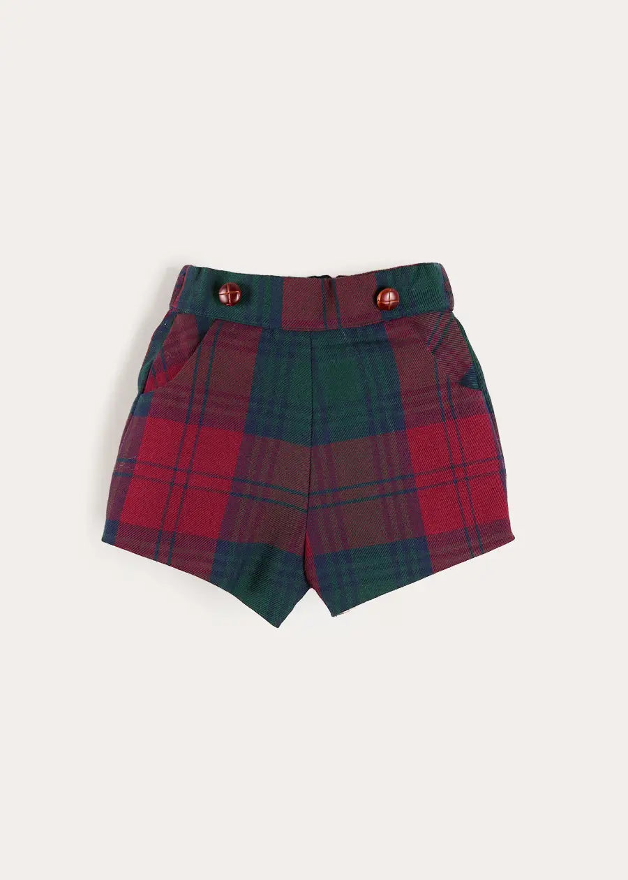 Grovesnor Tartan Button Detail Bloomers in Red (3mths-4yrs) Bloomers from Pepa London